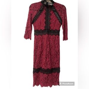 L’atiste Burgundy/Black Lace Dress Size Small